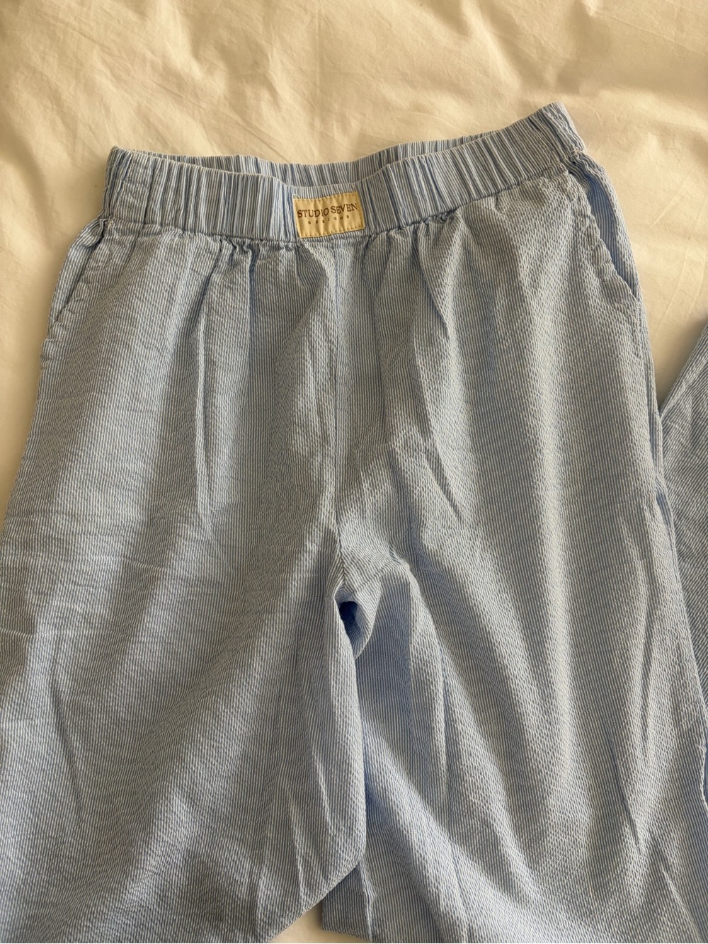 Light Blue Seersucker Lounge Shorts - Women's Pajama Bottoms